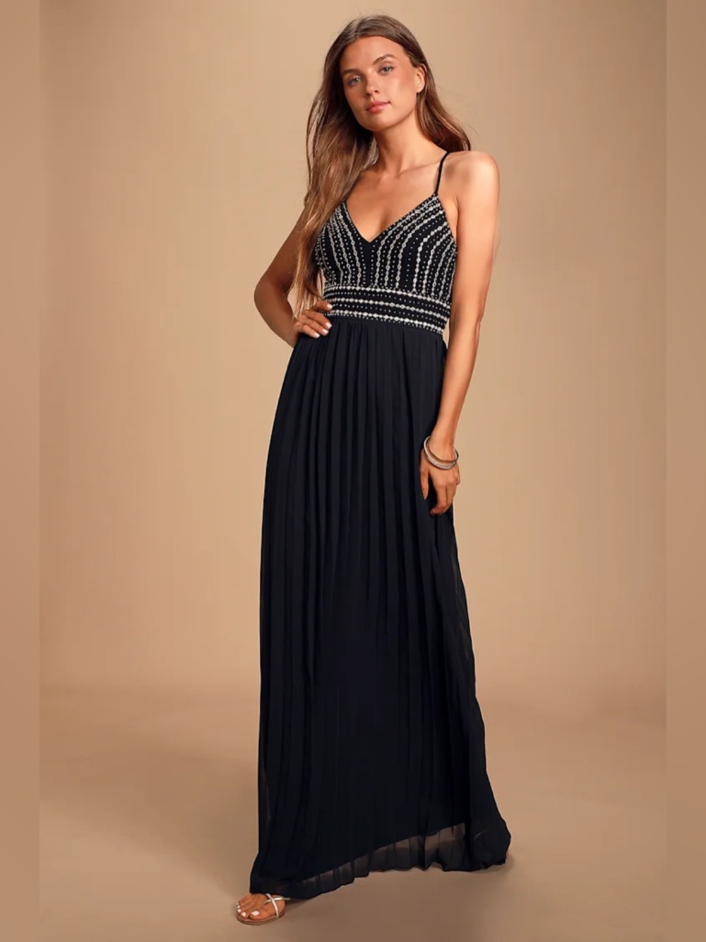 Lulus - Glamorous Gala Black Embroidered Maxi Dress